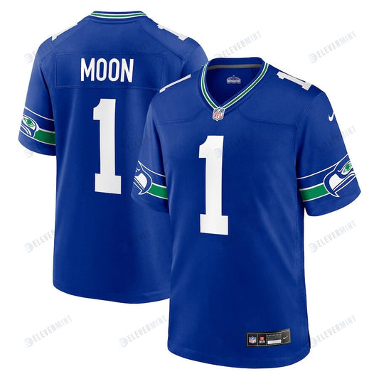 Warren Moon 1 Seattle Seahawks Men Throwback Game Jersey - Royal