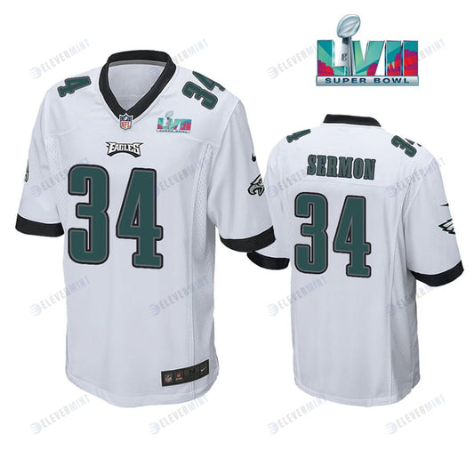 Trey Sermon 34 Philadelphia Eagles Super Bowl LVII Game Player Men Jersey - White