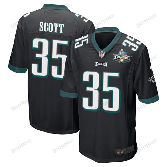 Boston Scott 35 Philadelphia Eagles Super Bowl LVII Champions 2 Stars Men Game Jersey - Black